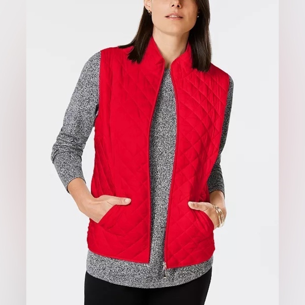 Karen Scott Sport Red Quilted Women's Vest in Color New Red Amore Size S